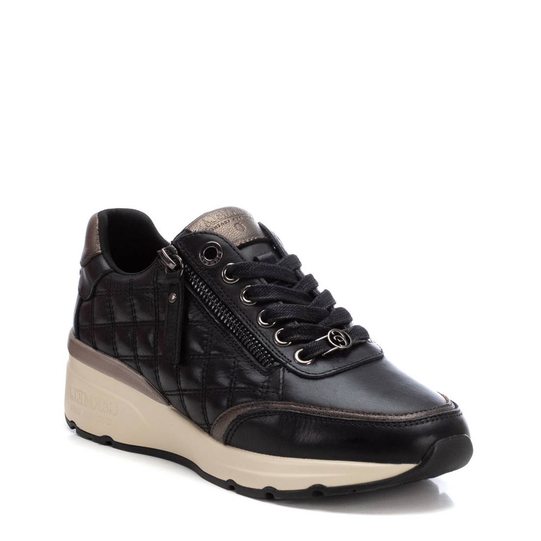 Carmela 161954 16195401 baskets noires cuir zip 4cm