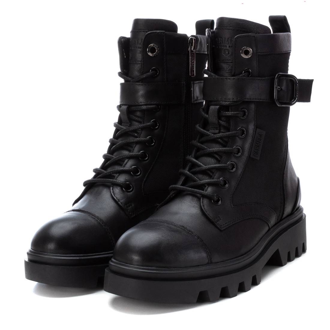 Carmela 16020301 bottine femme cuir noir militaire