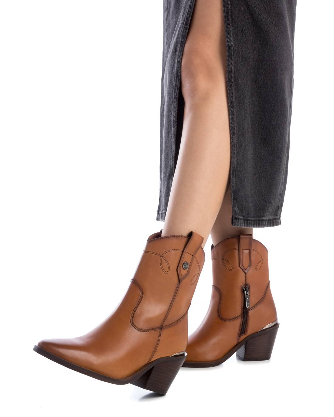 Carmela 16171803 bottine cowboy marron cuir talon 7 cm