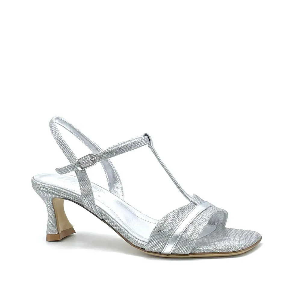 ELATA 16108 sandale laminée argent talon 5,5 cm