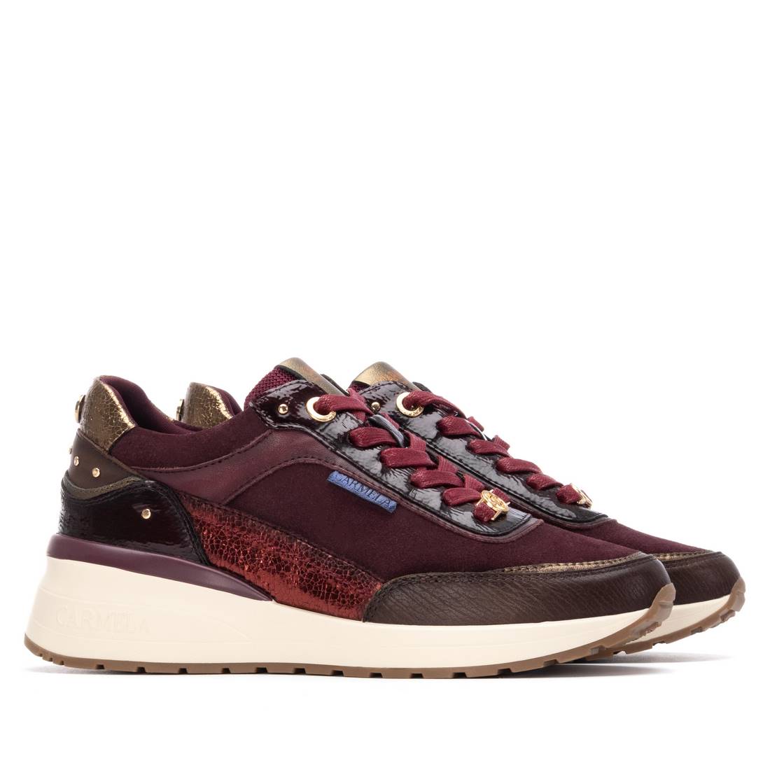 Carmela 16265203 baskets cuir bordeaux cloutées
