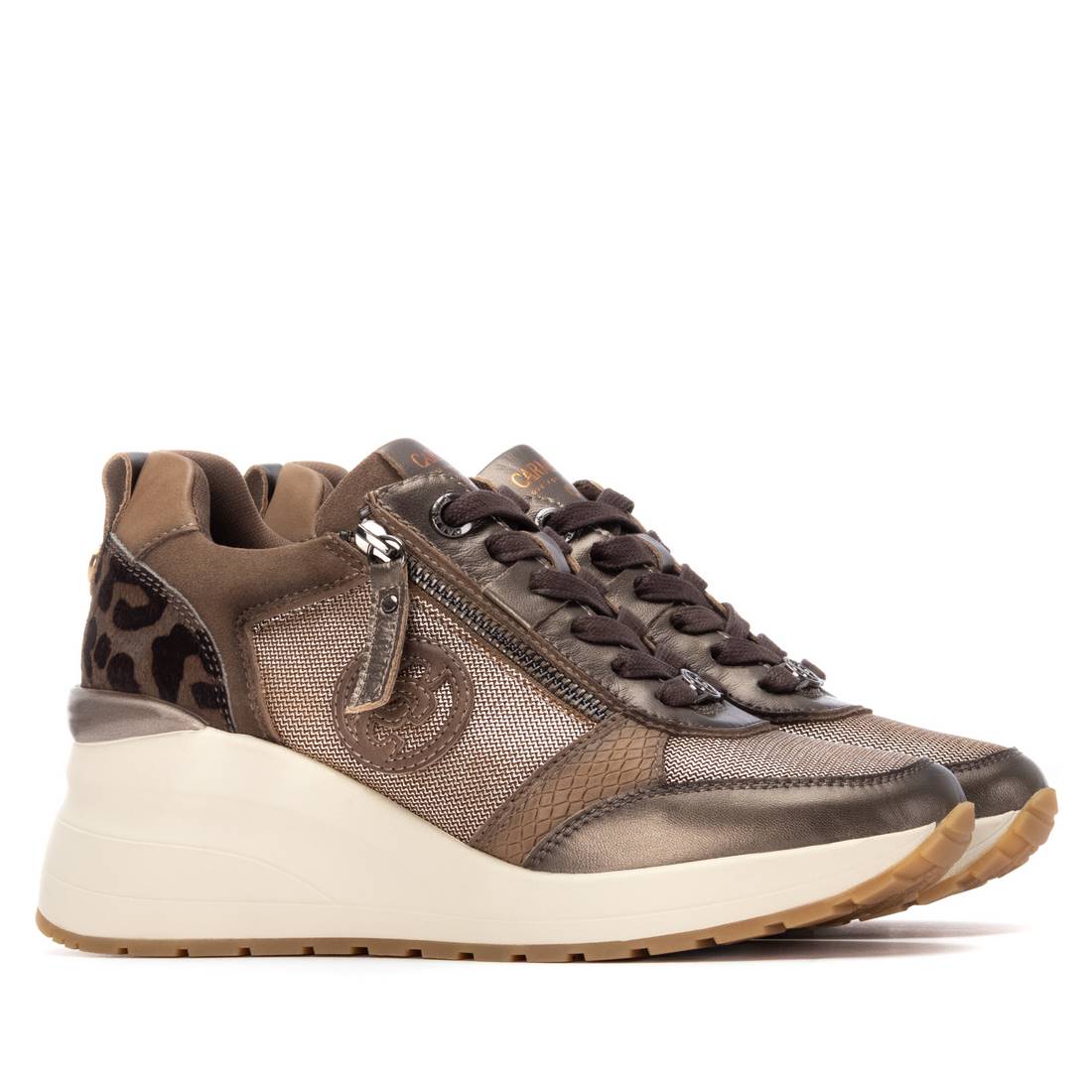 Carmela 16252103 basket cuir bronze talon compensé