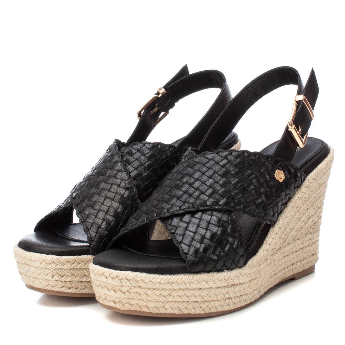 Carmela 16162503 sandale cuir noir compense 10 cm