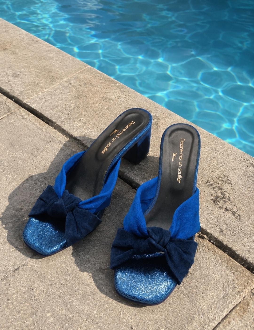 Dessine Moi Un Soulier Suzanne sandale velours bleu 38,5