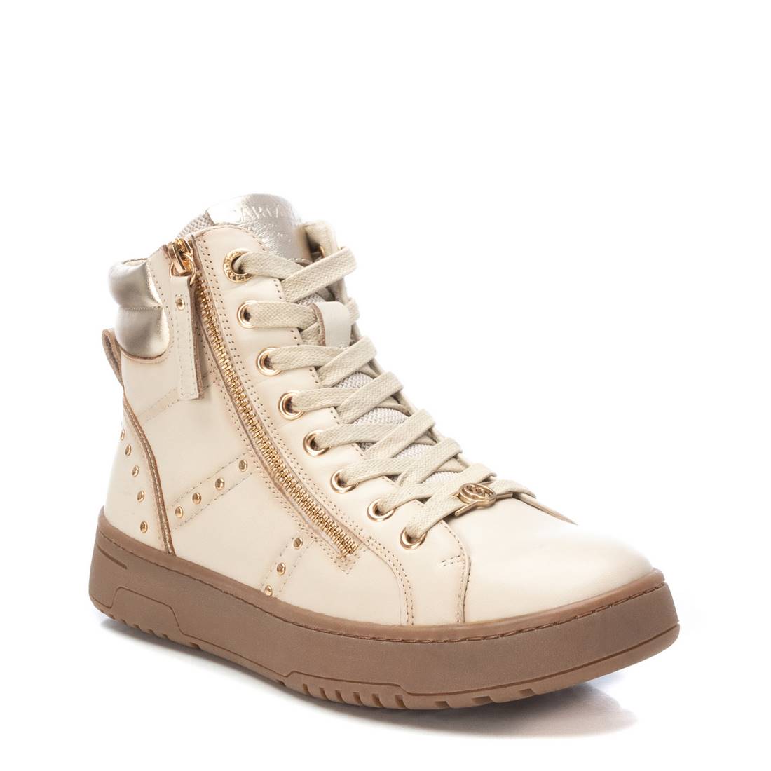Carmela 16180504 bottines cuir blanc zip plat