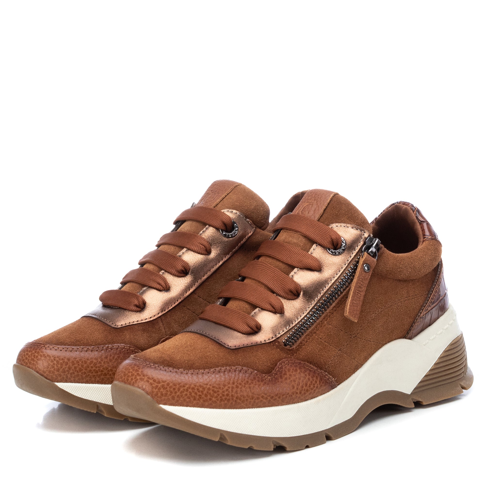 Carmela 16019503 baskets femme cuir marron zip