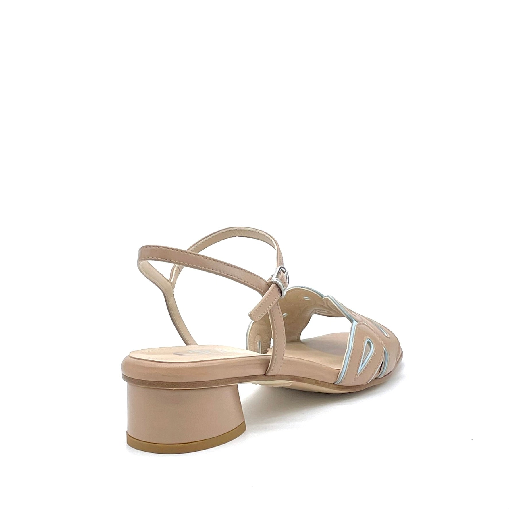 ELATA 16130-1 sandales cuir cannelle bleu talon 3,5 cm