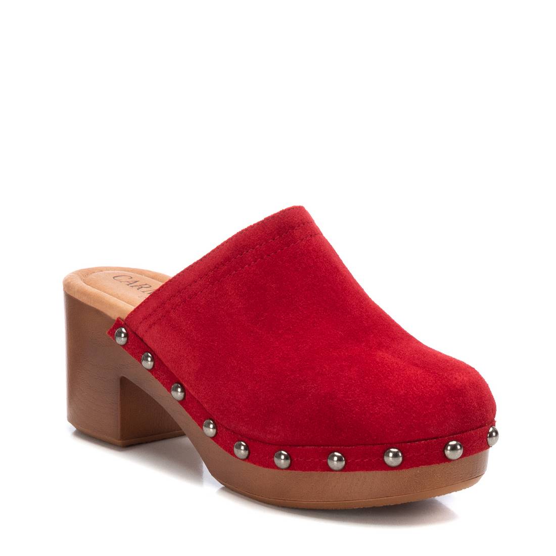 Carmela 16046107 sabot cuir rouge clouté talon 7 cm