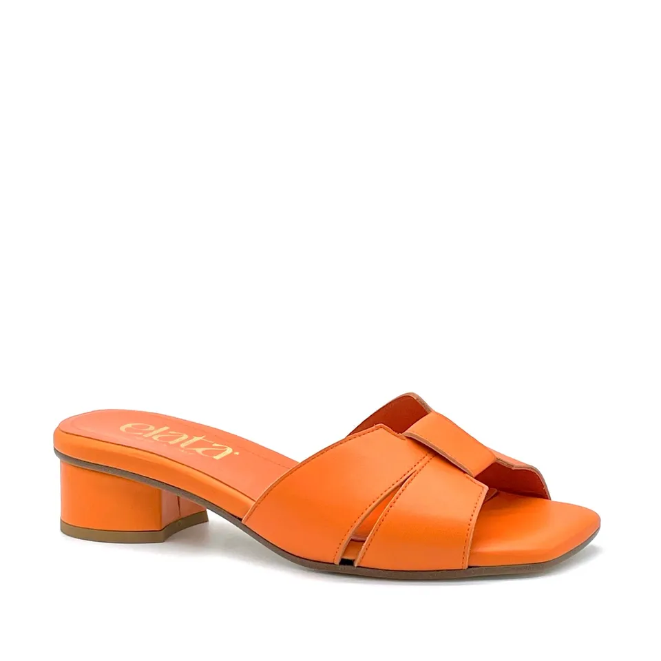 Elata 14186 mule cuir orange talon 3,5 cm