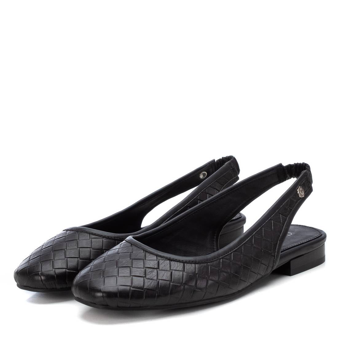 Carmela 16062403 ballerines cuir noir élastique motif