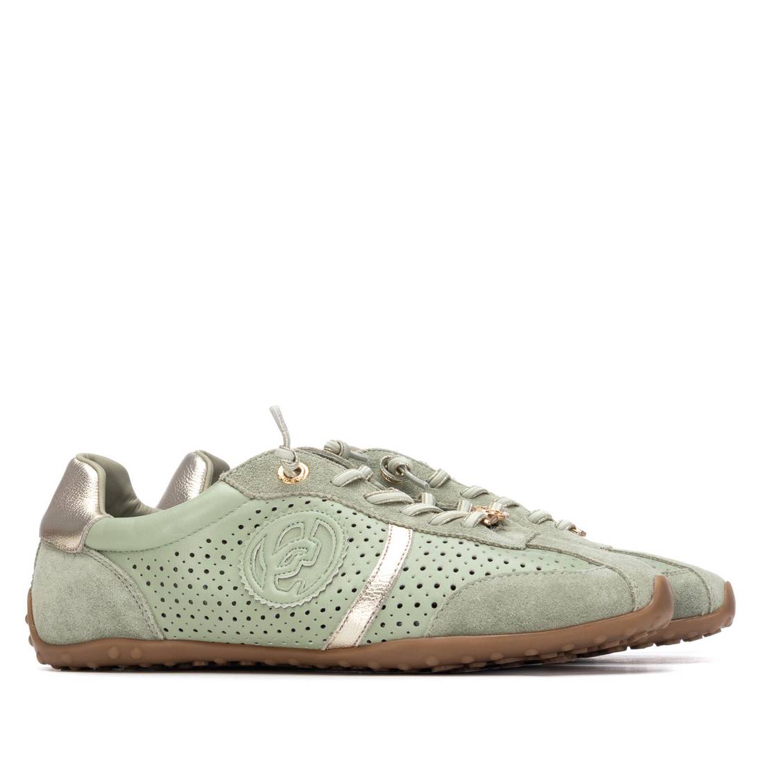 Carmela 16310905 baskets kaki cuir suédé ajouré
