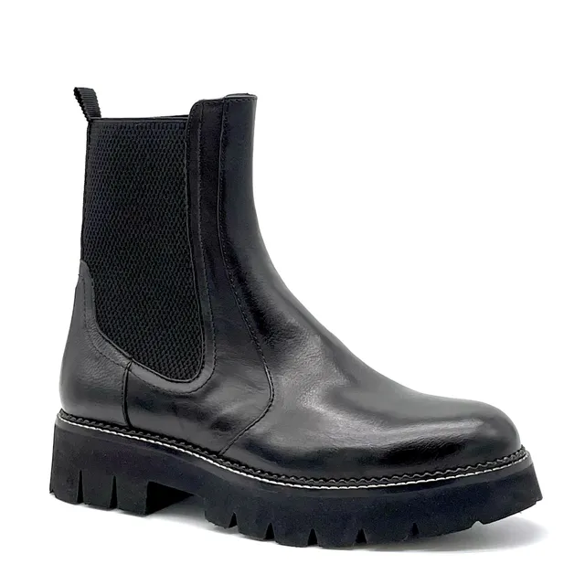 Elata 51535_3 boots chelsea cuir noir talon 4 cm