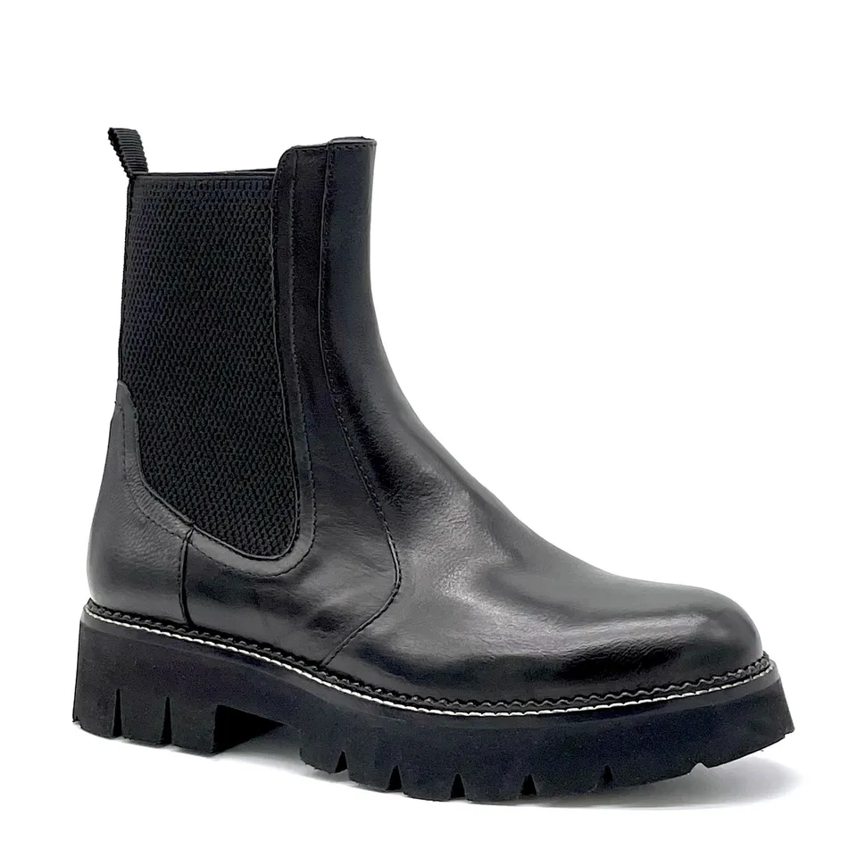 Elata 51535_3 boots chelsea cuir noir talon 4 cm