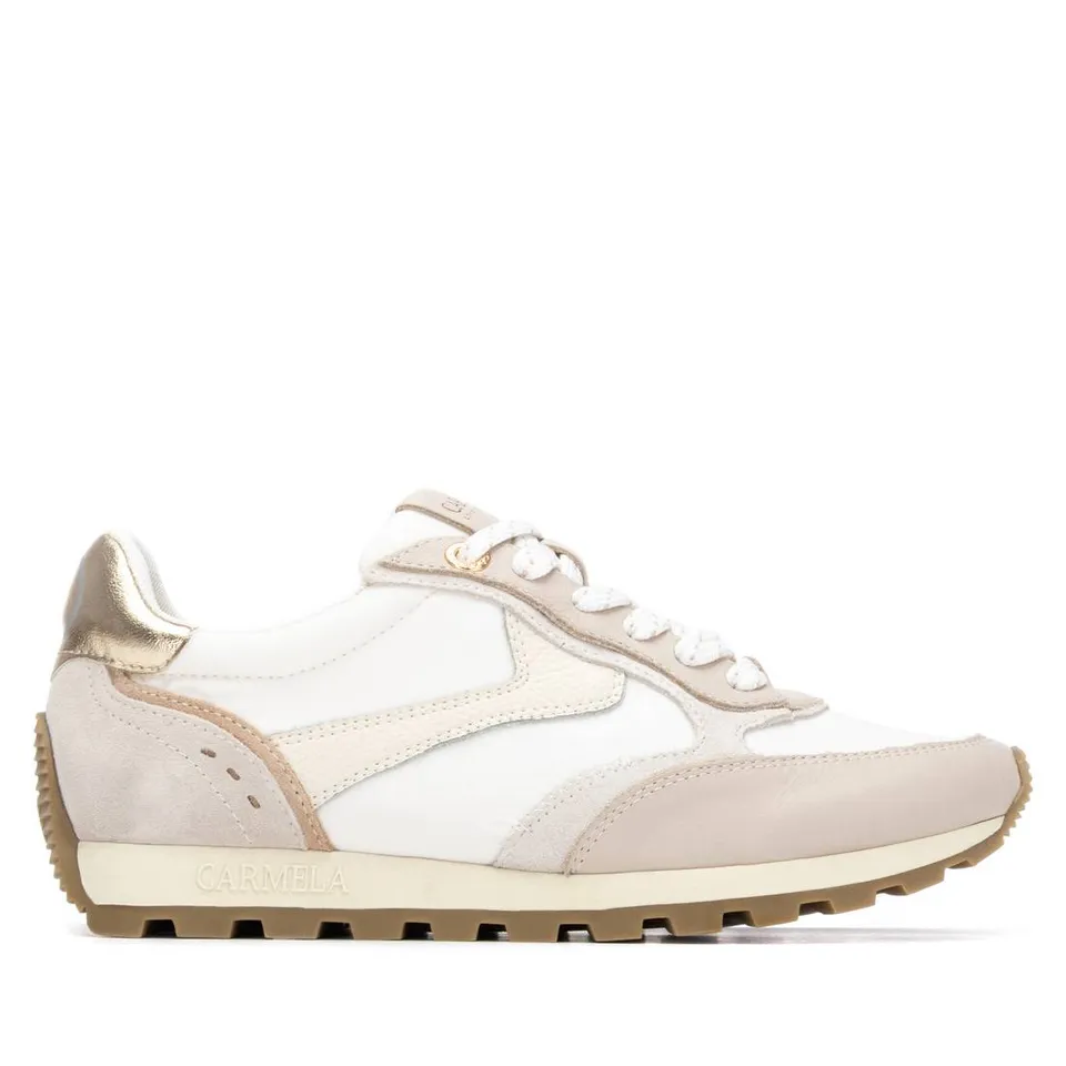 Carmela 16311401 baskets femme beige cuir à lacets