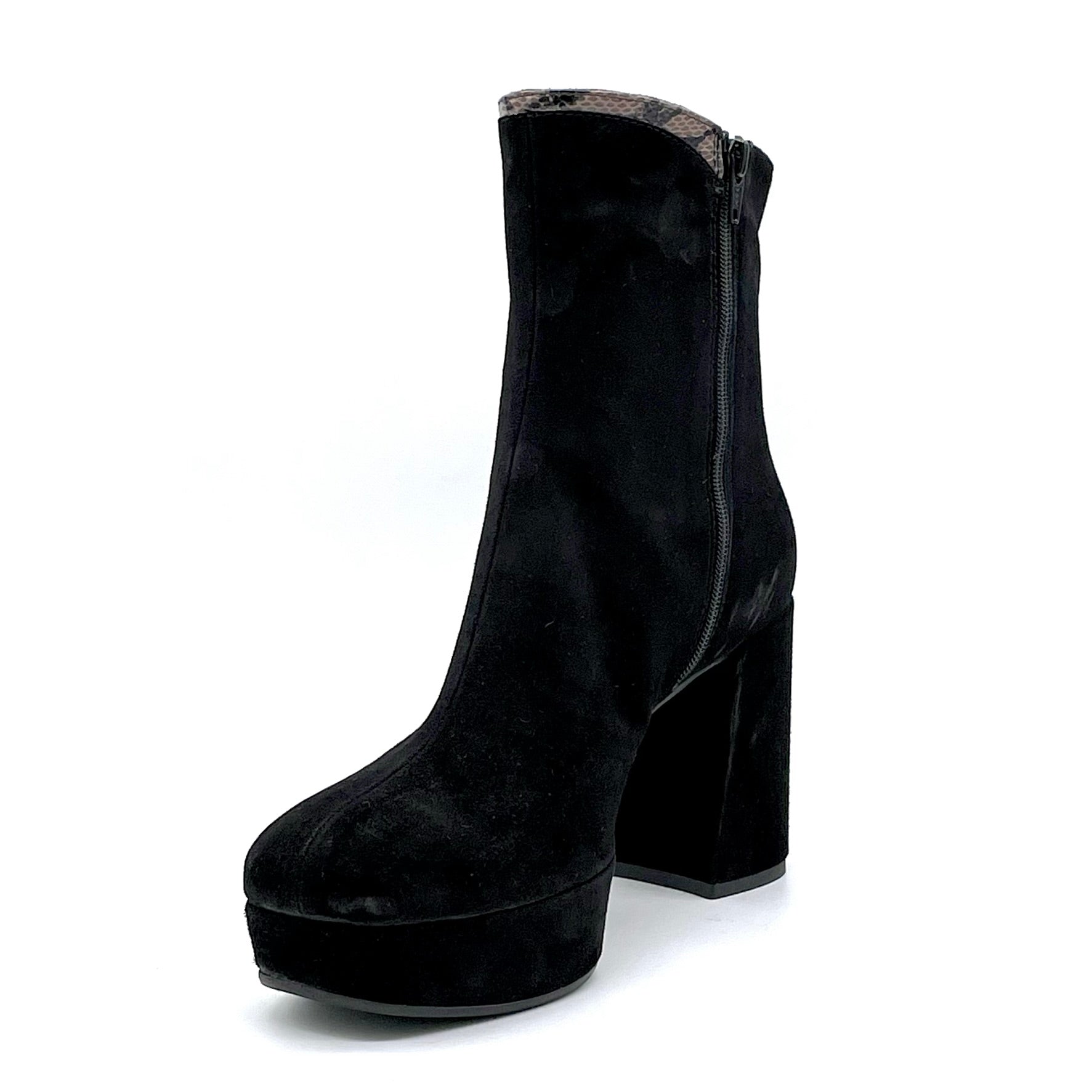 ELATA 52501 bottines daim noir imprimé marron talon 9 cm
