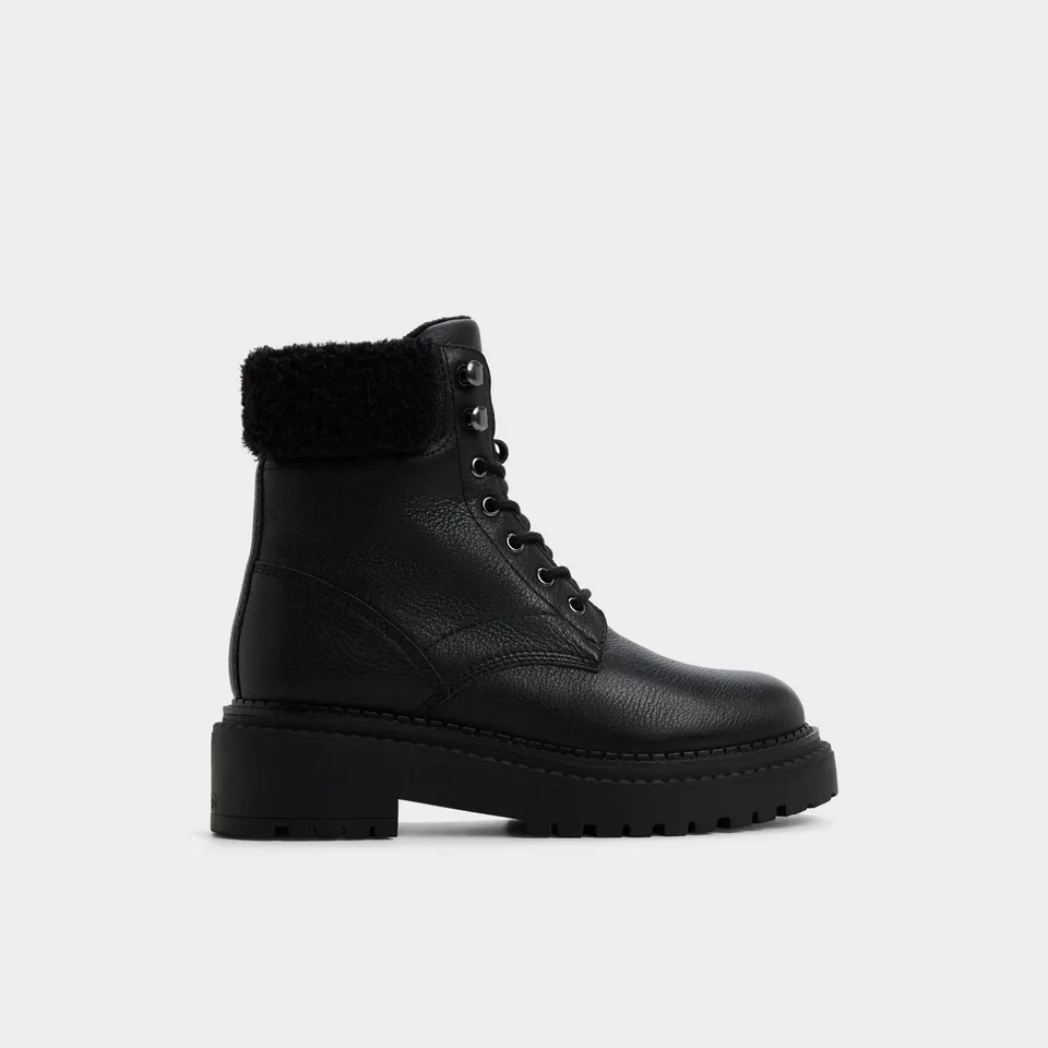 ALDO Lewellen bottines combat cuir fourrure crantée