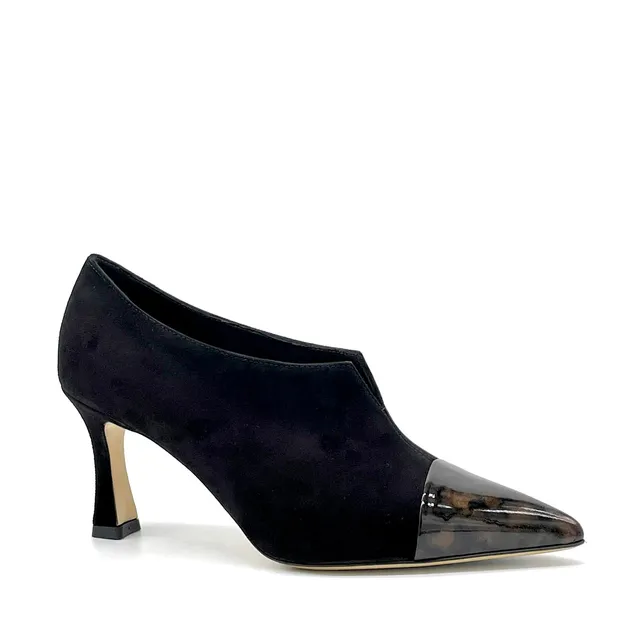 Elata 56504 derbie suède noir vernis talon 7,5 cm