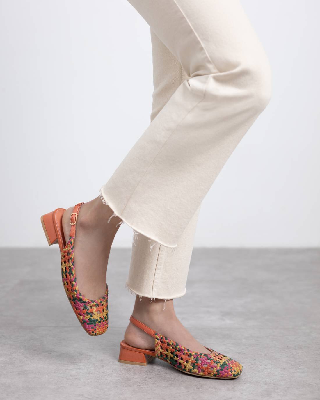 Carmela 162185 16218502 ballerine orange cuir tressé