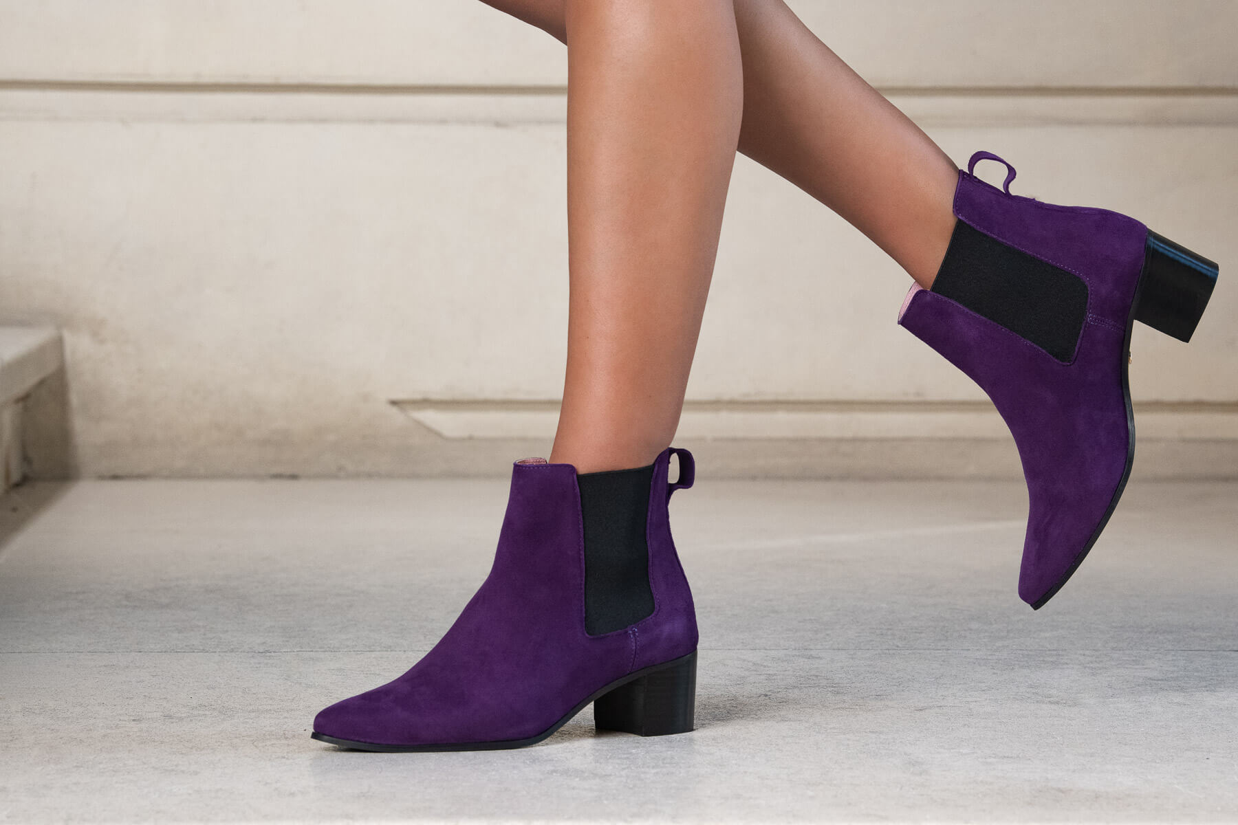 Coralie Masson Maggy bottine violet cuir talon 5 cm