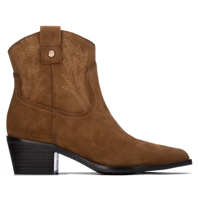 Carmela 16439001 bottine femme cuir camel talon bas