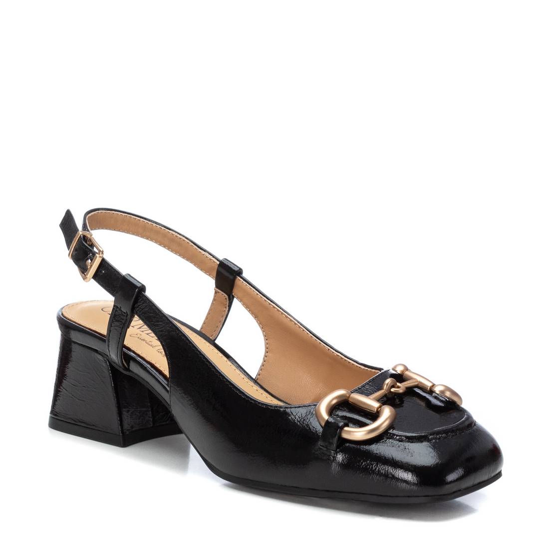 Carmela 16144305 mocassin noir cuir verni talon bas