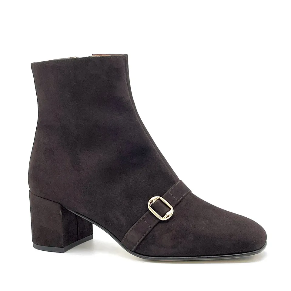 ELATA 56543 bottine suède marron boucle dorée 5,5 cm