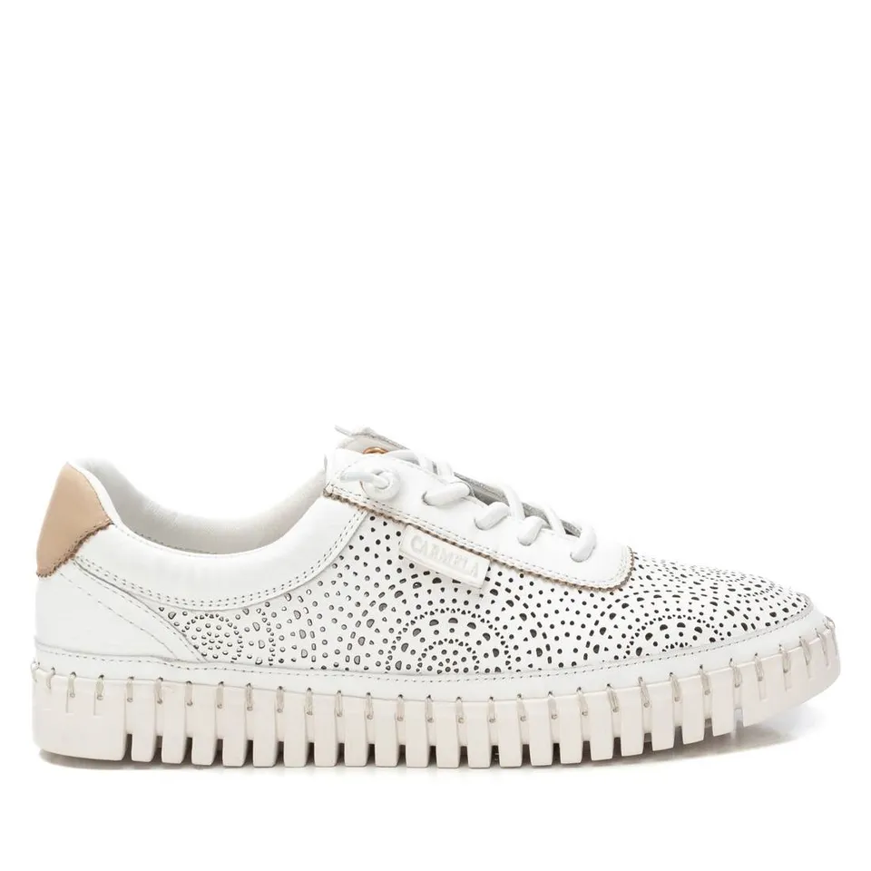 Carmela 16232701 basket femme blanc cuir ajouré