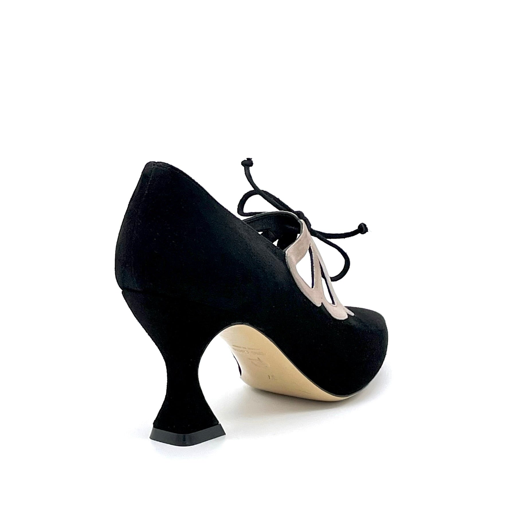 ELATA 53516 derby daim noir crème talon 7,5 cm