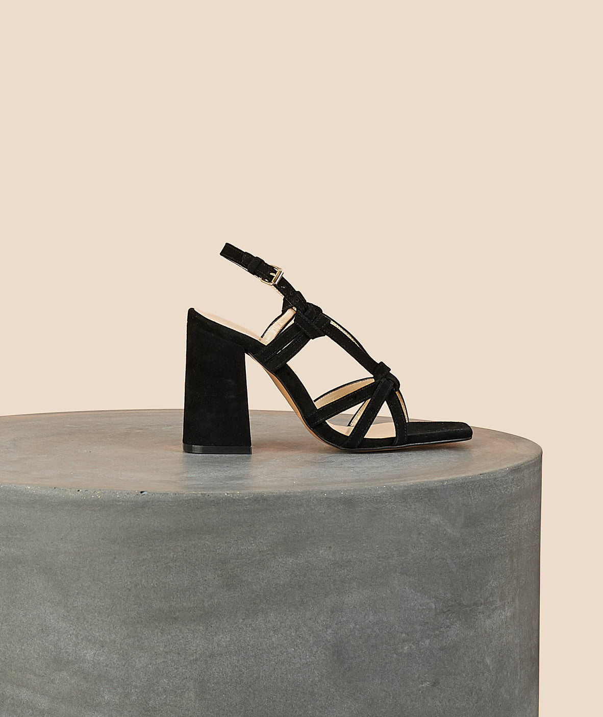 Tila March Noeud sandale daim noir talon 8 cm