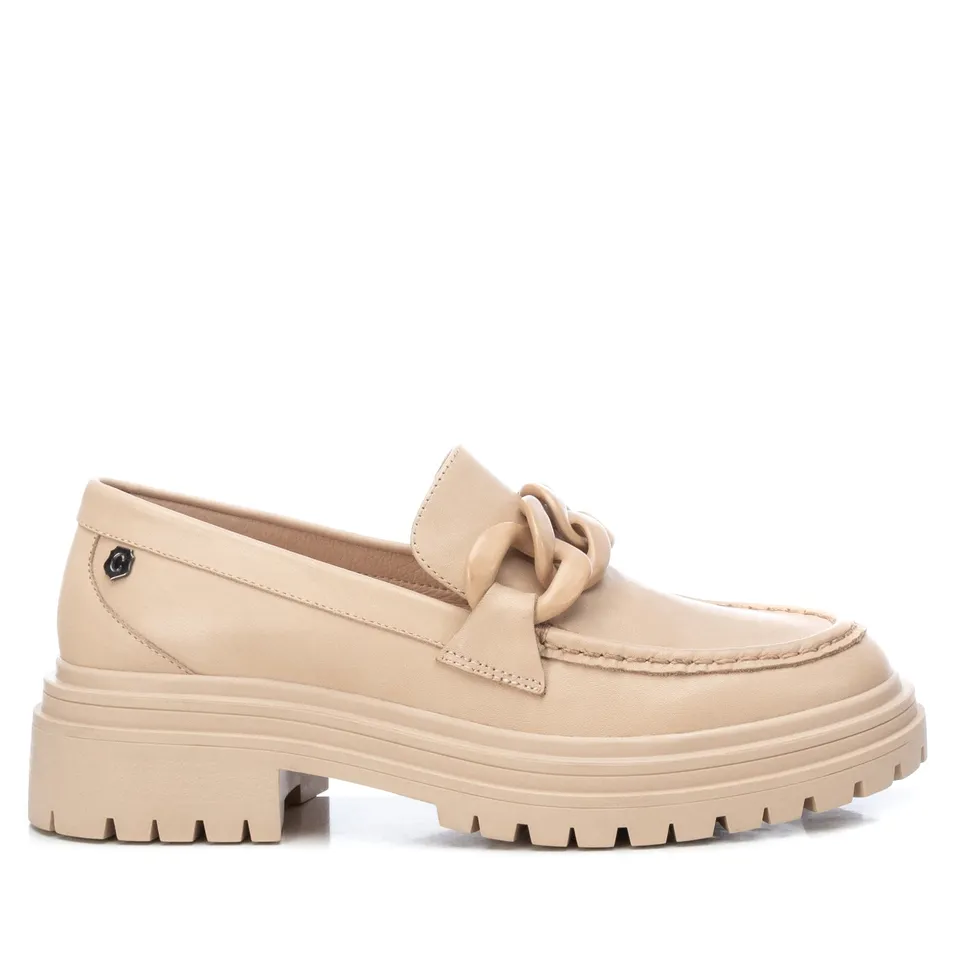 Carmela 16025701 mocassin cuir marron chaîne plat