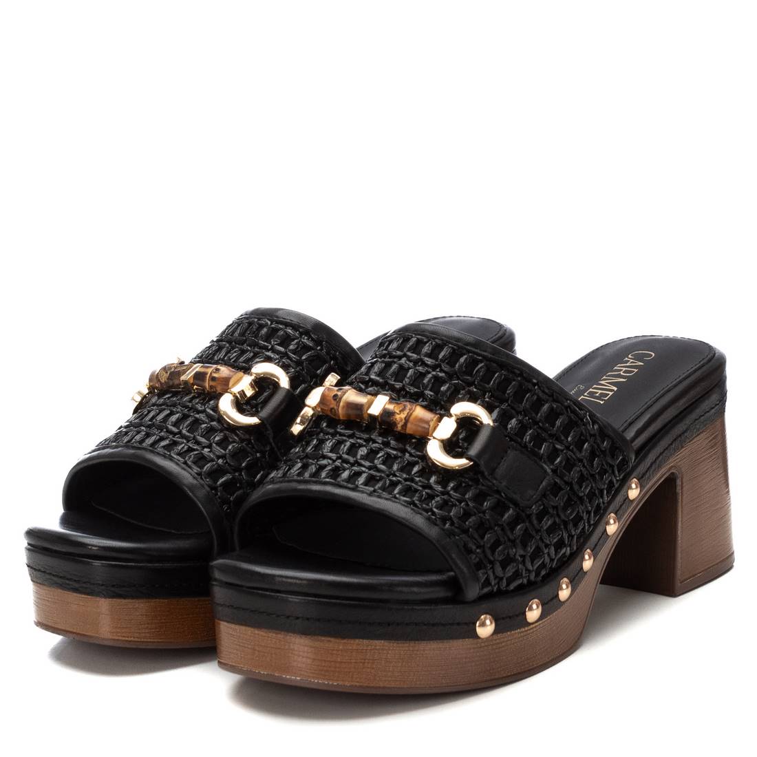 Carmela 16233403 sabots mules noir talon bois