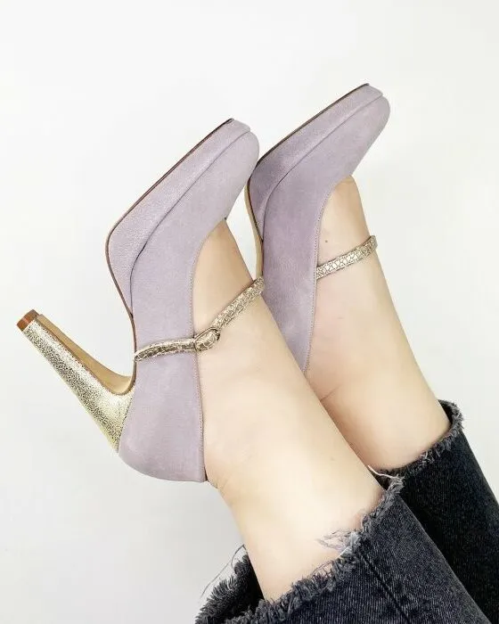 Dessine Moi Un Soulier escarpin plateforme velours gris lavande 35