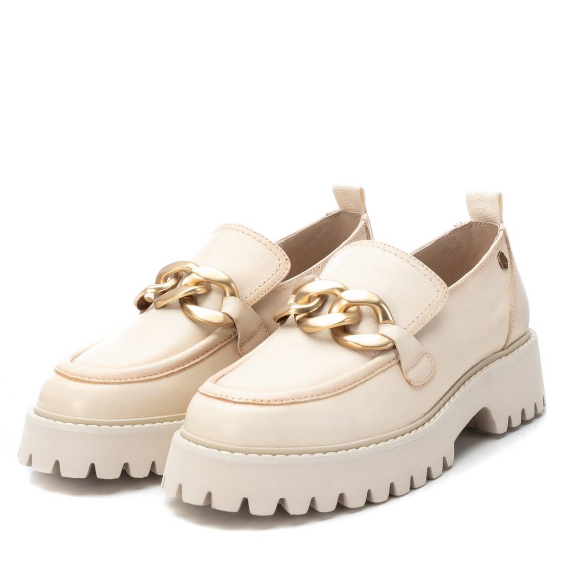 Carmela 16106102 mocassins femme blanc cuir chaîne