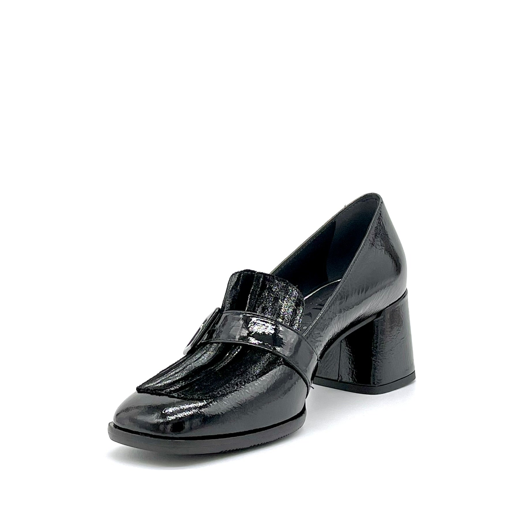 ELATA 55524 mocassins vernis froissé velours noir 5,5 cm