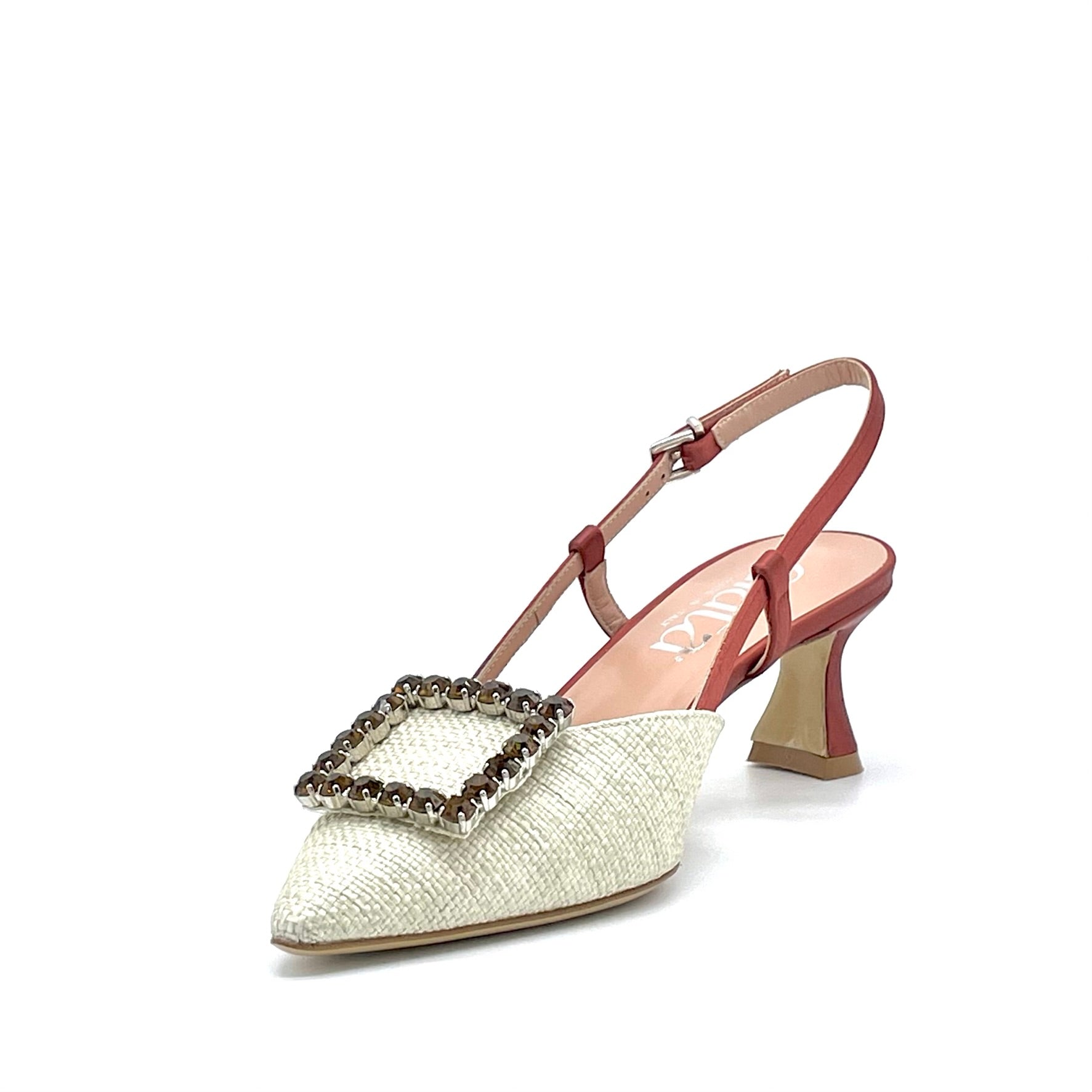 ELATA 14149-1 slingback raphia beige boucle bijou 5,5 cm