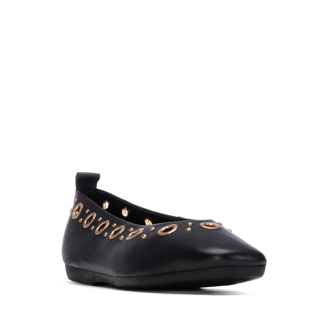 Carmela 16330501 ballerines cuir noir entrelacé plat