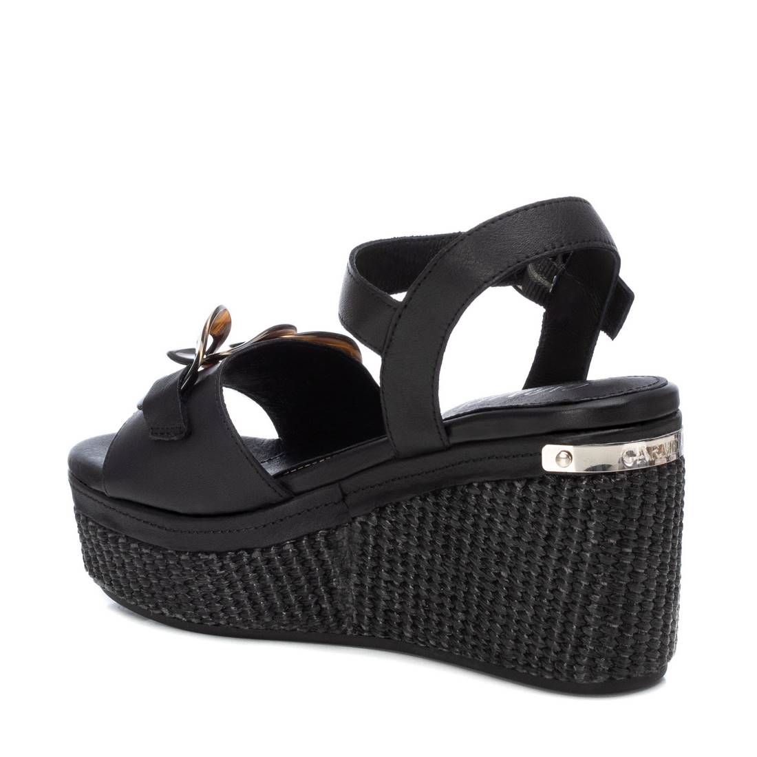 Carmela 16072403 sandales compensees noires cuir veritable