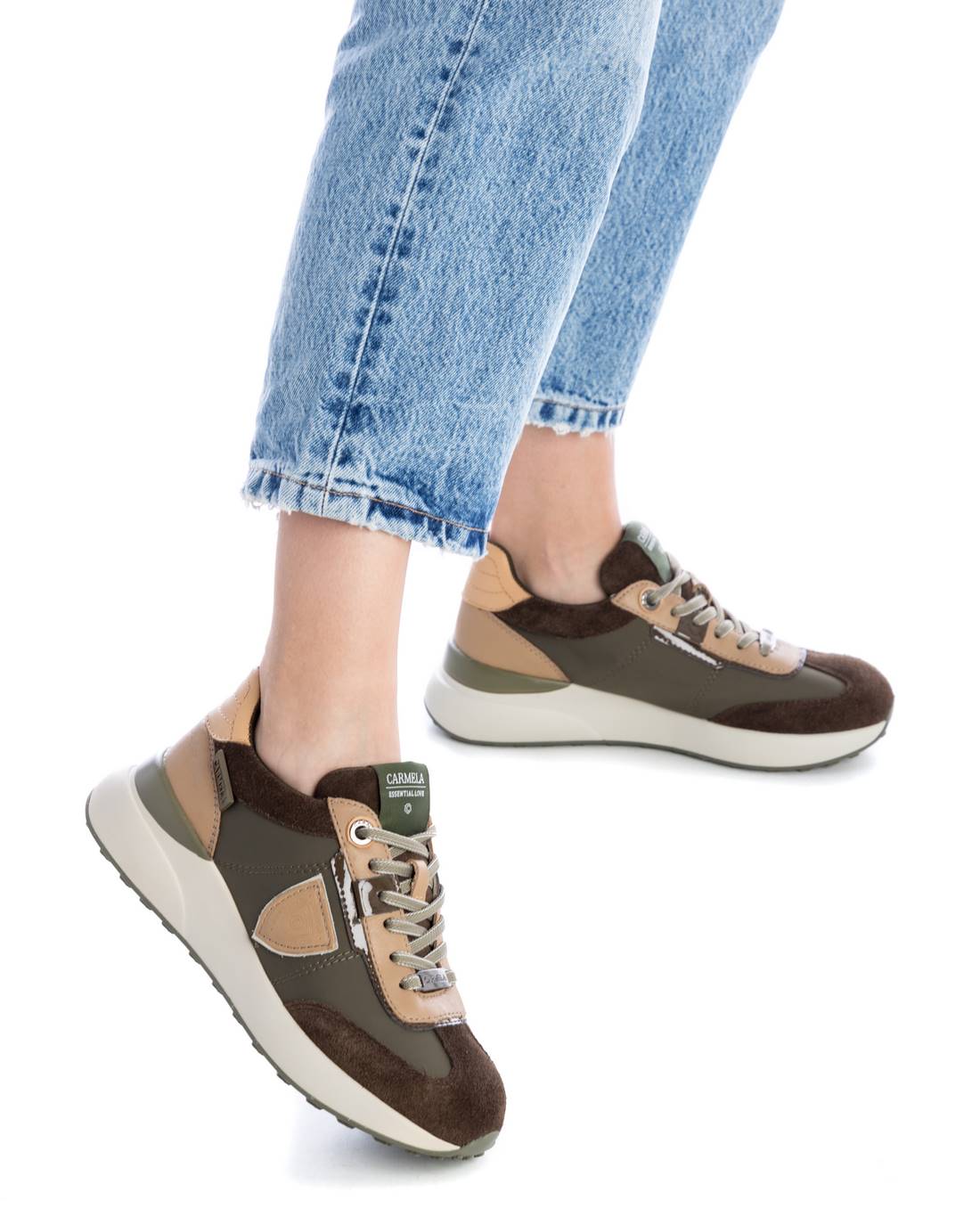 Carmela 16000501 sneaker femme vert cuir lacets