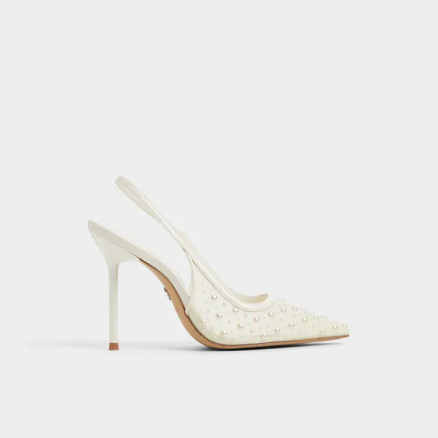 ALDO Pearlescent escarpins blancs perles maille