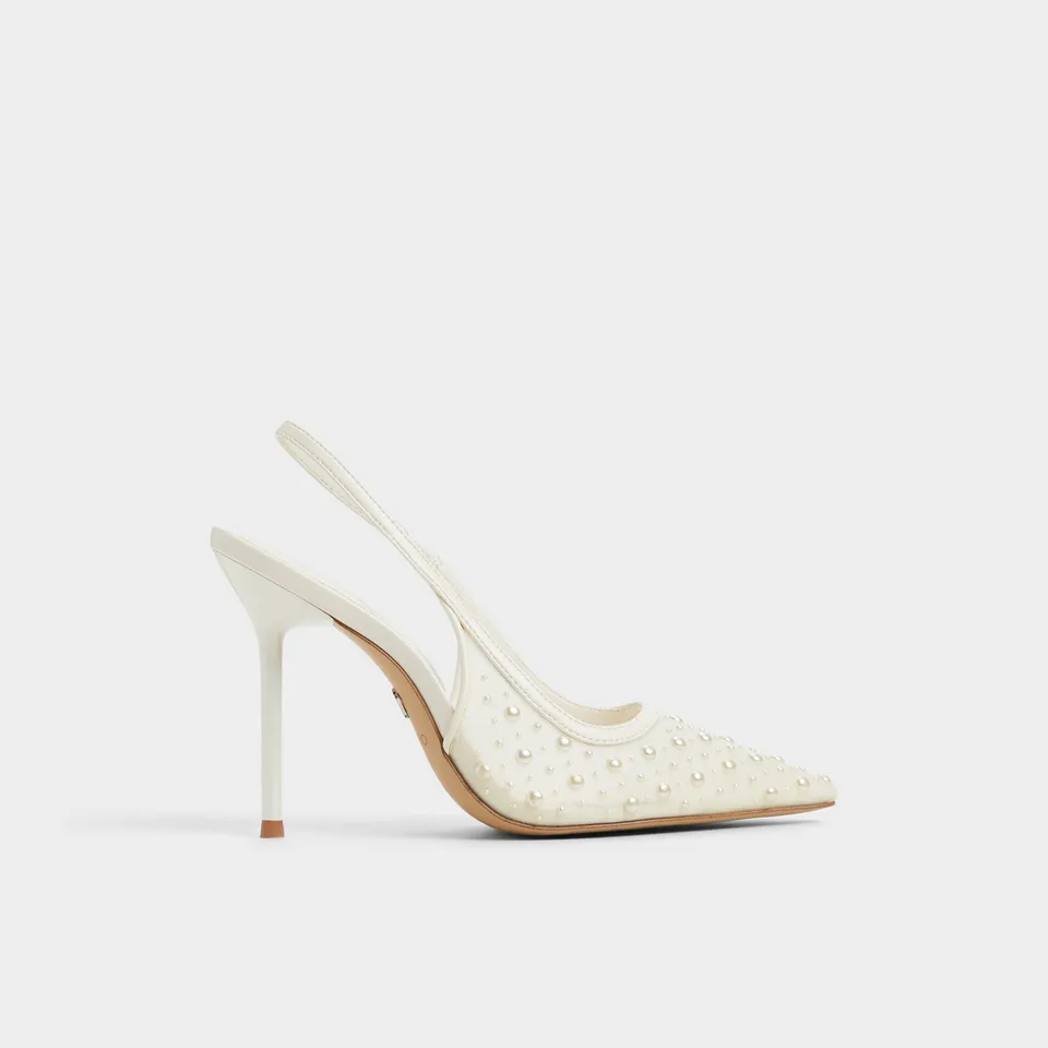 ALDO Pearlescent escarpins blancs perles maille