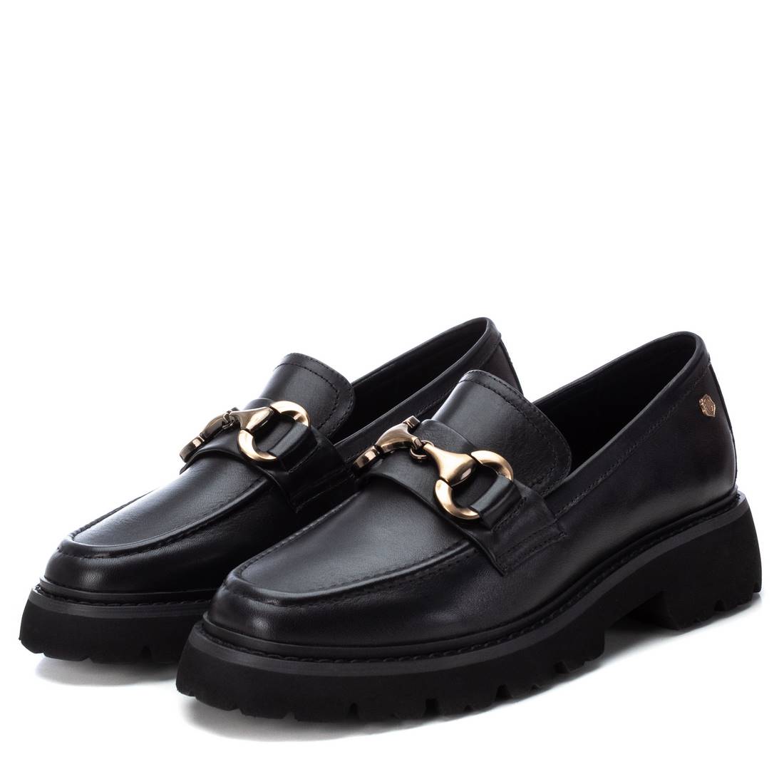 Carmela 16187201 mocassin femme cuir noir chaîne