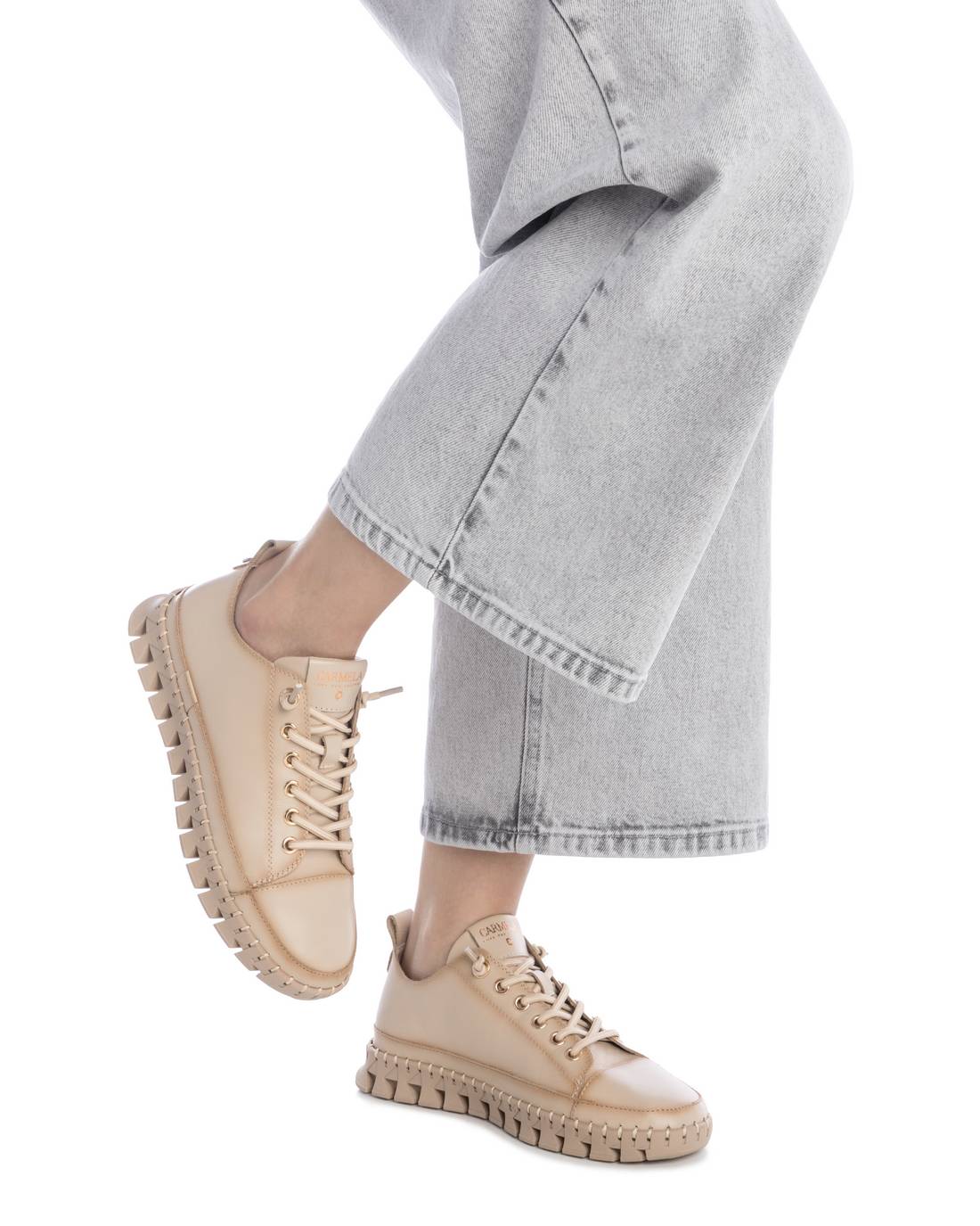Carmela 16253103 sneakers femme cuir beige lacets