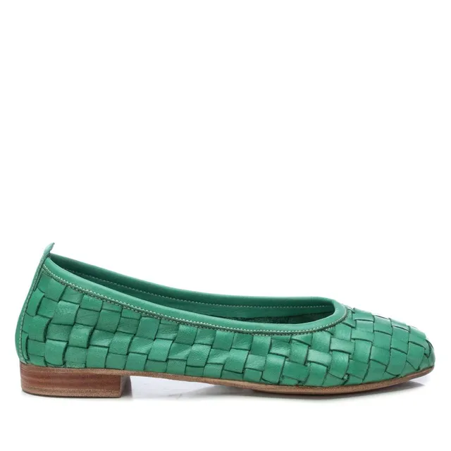 Carmela 16166207 ballerines cuir vert tressé plat