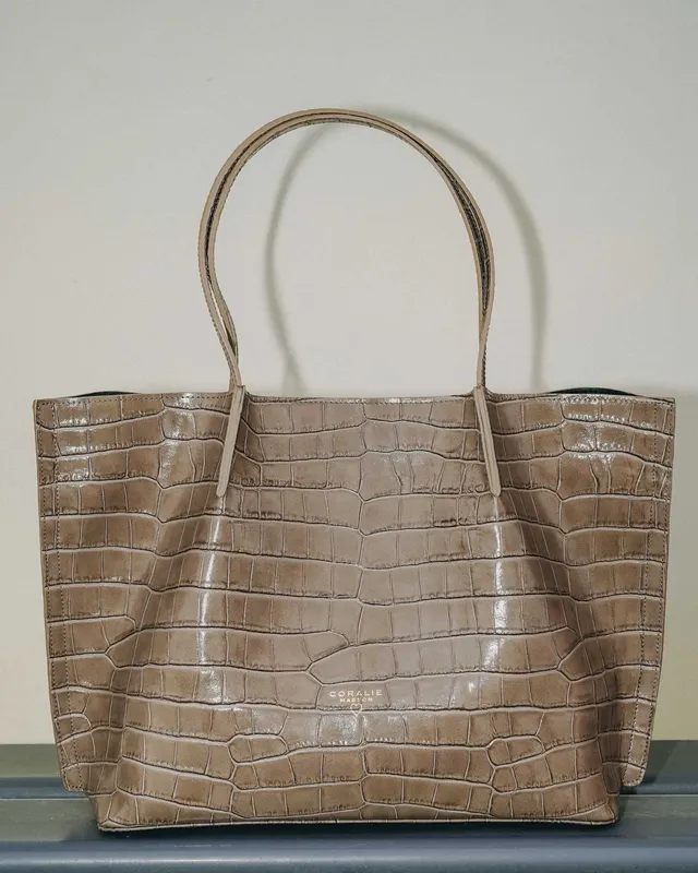 Coralie Masson Malcolm sac cabas cuir taupe croco