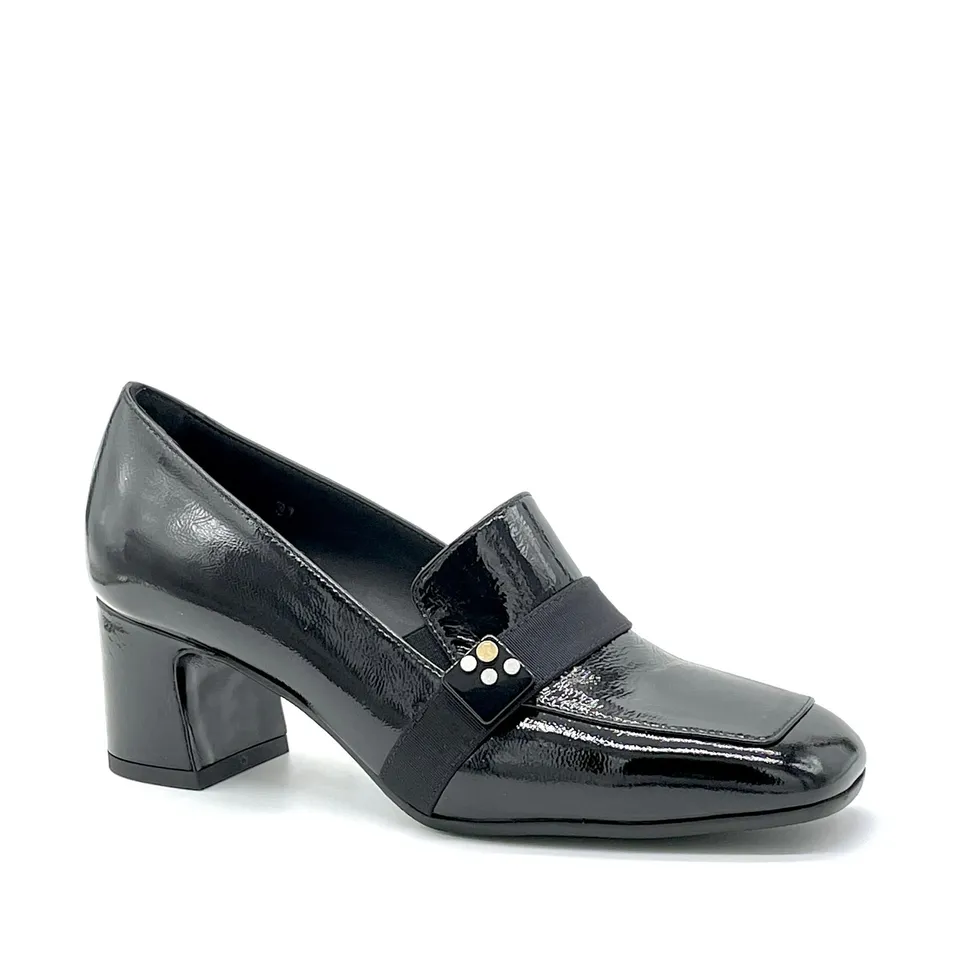 ELATA 52523 mocassins vernis noir gros grain 5,5 cm