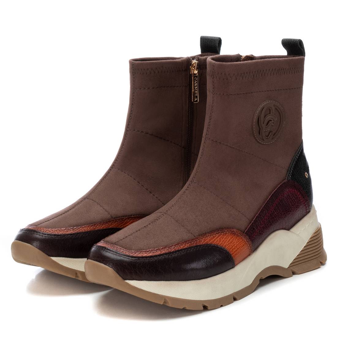 Carmela 16119401 baskets montantes textile marron zip
