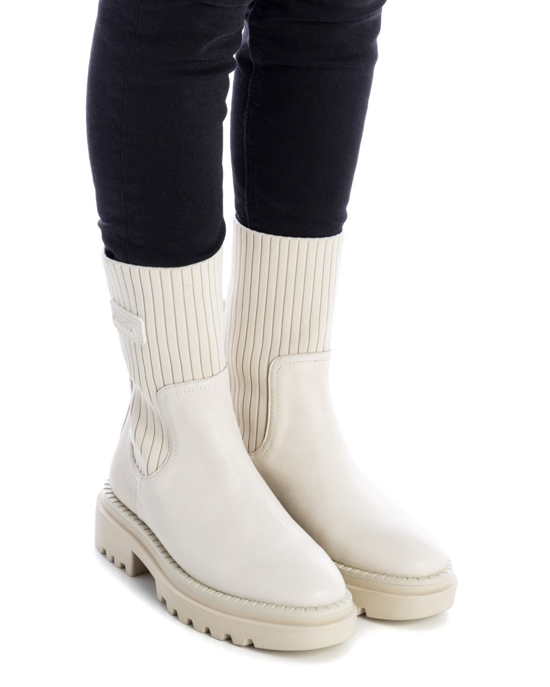 Carmela 16018502 bottine cuir blanc chelsea plate
