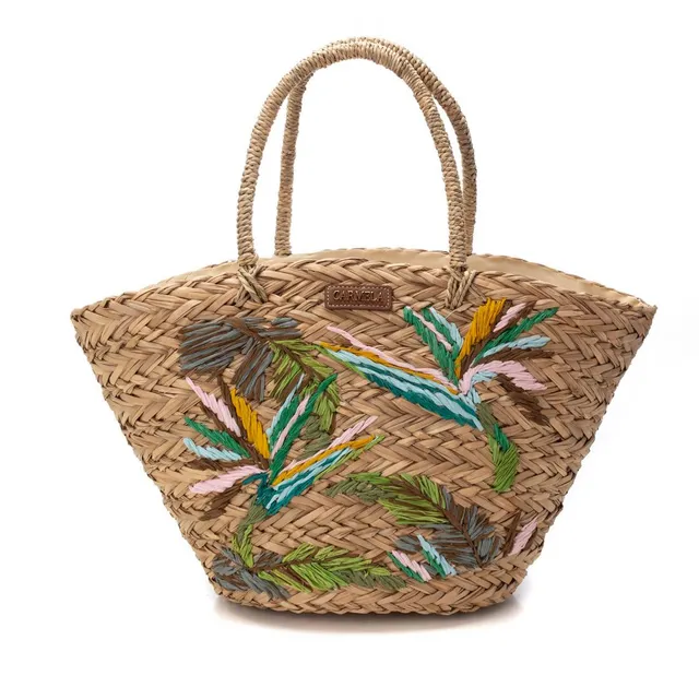 Carmela 18615502 sac femme blanc rafia grand
