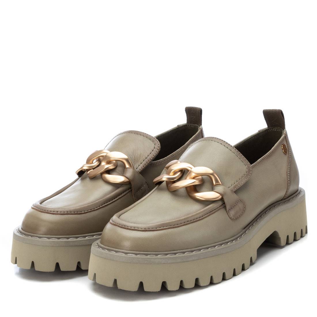 Carmela 16106104 mocassins cuir vert chaîne
