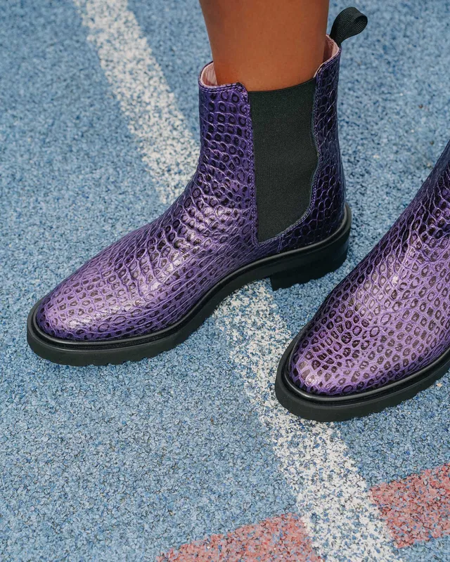 Coralie Masson Garance chelsea boots violet cuir 3,5 cm